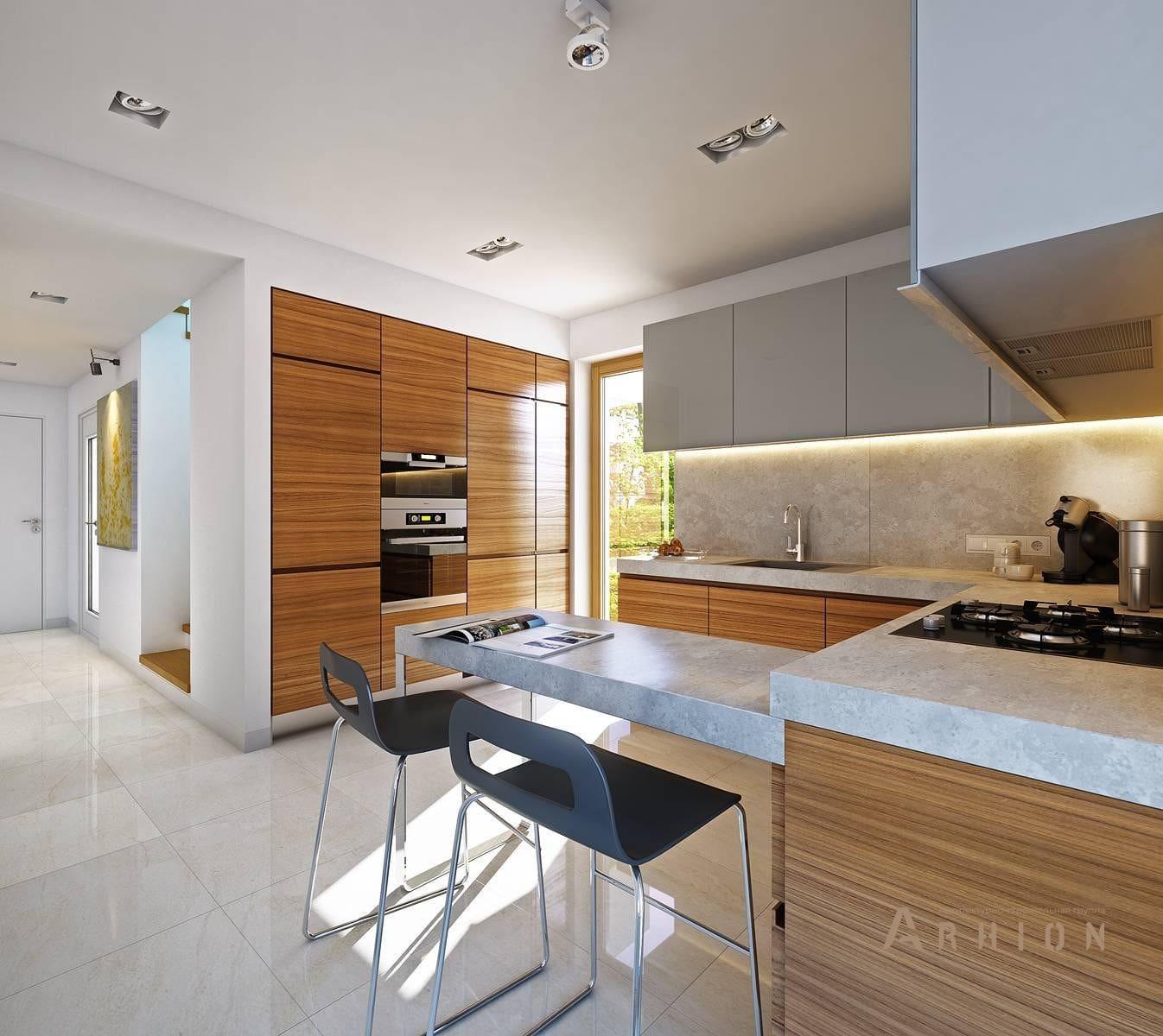 4. Проект одноэтажного дома в современном стиле с двускатной кровлей, BY-5, площадью - 189 кв c мансардой, гаражом